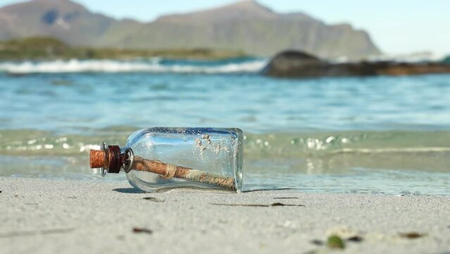 Message in the bottle from ocean. Message concepts.