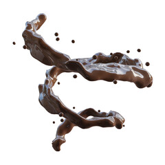 Liquid chocolate splash isolated on transparent background. 3D rendering