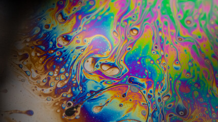 beautiful macro view of soap bubble in closup