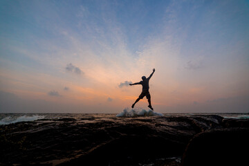 beautiful silhouette view of a guy in surreal condition