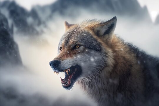 Angry wolf. Generative AI