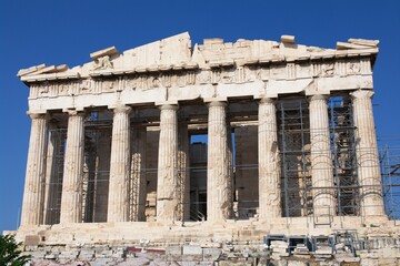 facade of parthenon temple in Athens, Greece