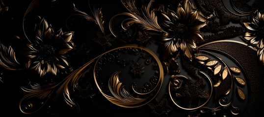 black backgrounds with flower elements for graphic design