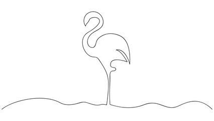 Flamingo. Continuous single hand drawn summer symbol. Vector illustration
