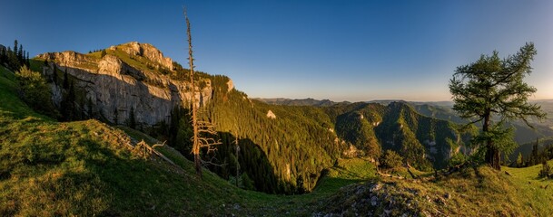 Hiking in slovakia moutains. View from the hills. Ostra, tlsta Peak, Velka Fatra. Panorama Slovakia. Tourism and a healthy lifestyle.