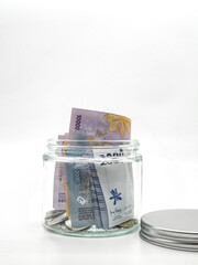 showing rupiah Indonesian money.  Saving money concept 