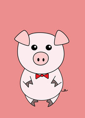 Naked Piggy on pink background 