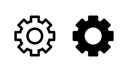 Isolated gear icon with outline and glyph styles. Flat icon for website or mobile app.