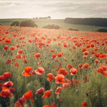 un champ de coquelicots