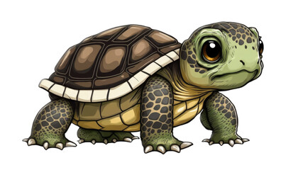 Fototapeta premium a cute turtle cartoon, kids toy, kids storybook, nature kids-themed, cartoon icon illustrations cutout, in PNG. generative ai
