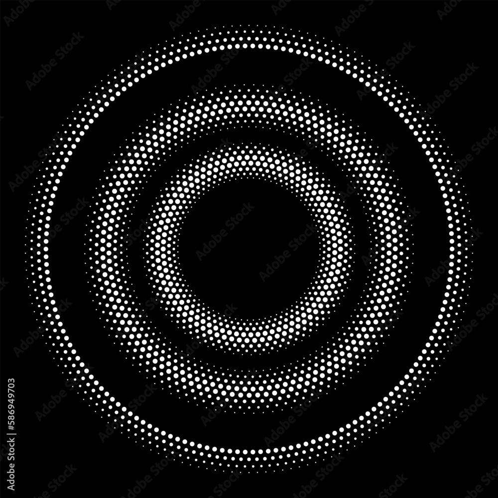 Aufkleber abstract halftone dotted circles advertising background. ripple optical illusion effect. white creat