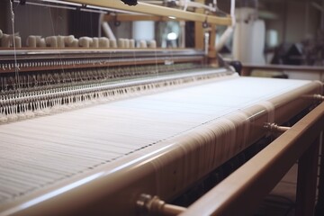 Production of fabric and thread at the factory. AI generated