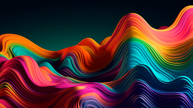 Abstract colorful paint flow. Wave liquid shape. Background with flowing gradient waves. Generative AI