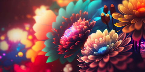 Colorful Bokeh Flower Background: A Burst of Vibrant Blooms Generative AI
