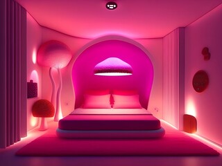 Pink mushroom bedroom 