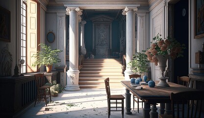 Obraz na płótnie Canvas Greek interior captures the essence of modern Greek design. Generated by AI.