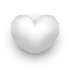 Vector image of heart-shaped pillow for branding. Bedroom element for sleeping. Interior blank or empty decor or decoration for bed. Textile branding. Cushion and furnishing manufacturing. Realistic.