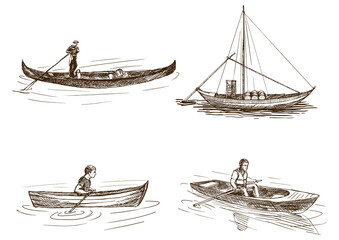 Water transport hand drawn sketch PNG illustration with transparent background © Oleksandr Pokusai