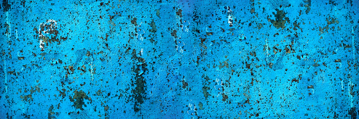 Background of grunge metal door outdoors. Copy space.