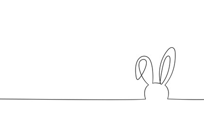 Continuous one-line drawing of Easter Bunny. Cute rabbit silhouette with ears in a simple minimalistic style for spring design greeting card and web banner. Vector illustration. easter one-line art.