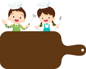 kids menu young chef children with blank menu board
