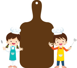 kids menu young chef children with blank menu board
