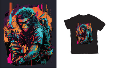 Monkey Ninja Tshirt Graphic Vector