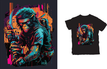 Monkey Ninja Tshirt Graphic Vector