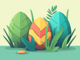 Fototapeta na wymiar Three easter eggs design. Concept of happy easter day. Flat vector illustration.