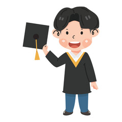 Kid boy Cartoon graduation student