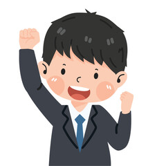 Businessman excited hold fist hand up gesture