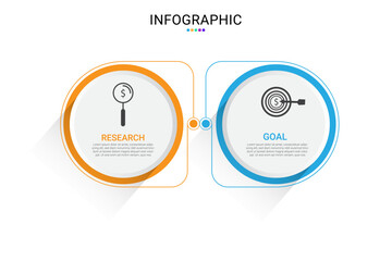 business info graphic template, 2 steps modern circle.