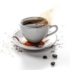 cup of freshly Colombian coffee with beans - Generated by Generative AI