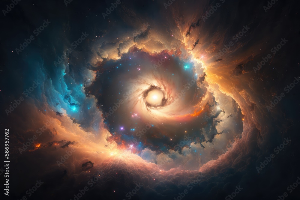 Wall mural nebula in outer space, made with generative ai