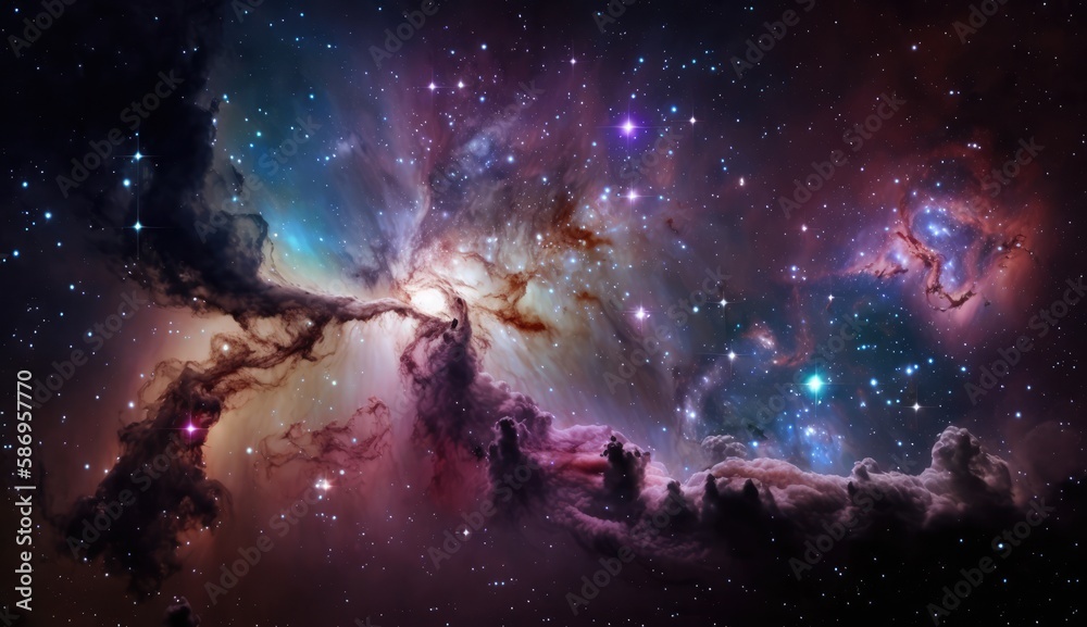 Canvas Prints nebula in outer space, made with generative ai