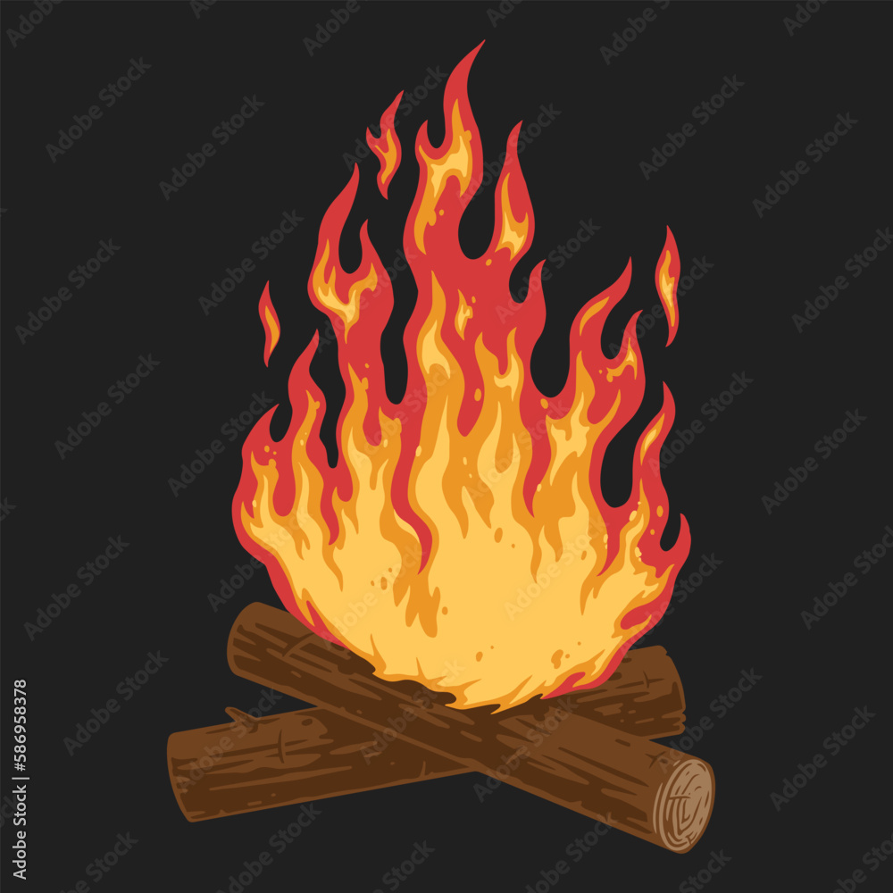 Sticker Flame bonfire detailed emblem colorful