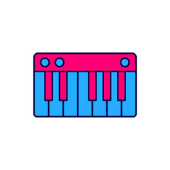 Filled outline Music synthesizer icon isolated on white background. Electronic piano. Vector