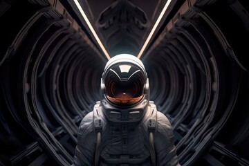 Astronaut inside a spaceship in deep space, made with generative ai