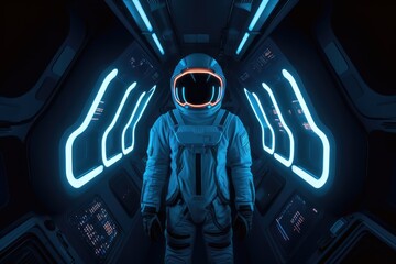 Astronaut inside a spaceship in deep space, made with generative ai