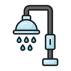 An amazing vector of shower with water drops, icon of taking ghusl
