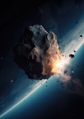 A big asteroid coming towards earth, made with generative ai