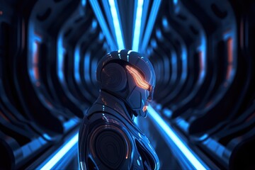 Fototapeta premium Robot in a futuristic scifi setting, made with generative ai