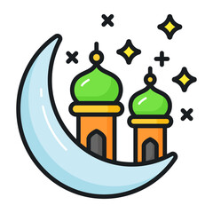 Conceptual vector of ramadan crescent moon, premium icon