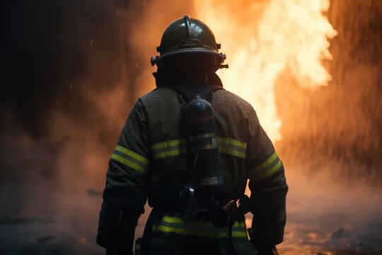 Firefighters at work, made with generated ai