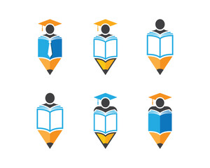 Fototapeta premium Human Book Reading Logo Concept sign symbol icon Element Design. Graduation, Education, E-book, Courses, Book Store and Academy Logotype. Vector illustration template