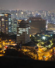 Seoul cityscape by night from Namsan or N Seoul Tower during winter night at Yongsan-gu , Seoul South Korea : 6 February 2023