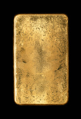 Surface of the back side of a cast gold bar, also known as gold bullion. Refined, pure metallic...