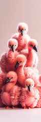 Super Cute Adorkable Fluffy Flamingo  Sitting On Each Other In Shape Of Assorted Stack Generative Ai Digital Illustration Part#300323