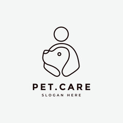 pet care dog cute animal friend mammal pet shop hospital logo design vector design