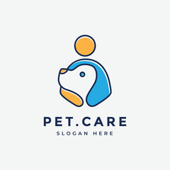 pet care dog cute animal friend mammal pet shop hospital logo design vector design